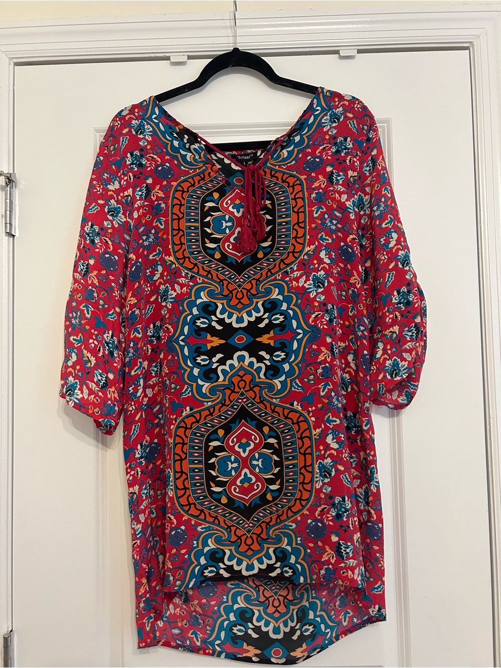 Tolani Red Floral Medallion Midi Dress
